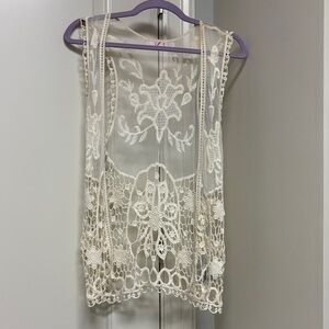 Lace Crochet Sleeveless Vest
